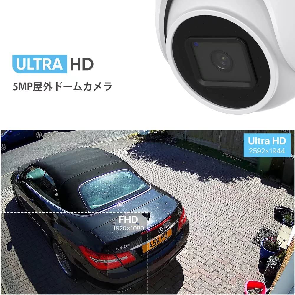 Amazon.co.jp: H.View 500万画素 ドーム型防犯カメラ 4台セット 固定